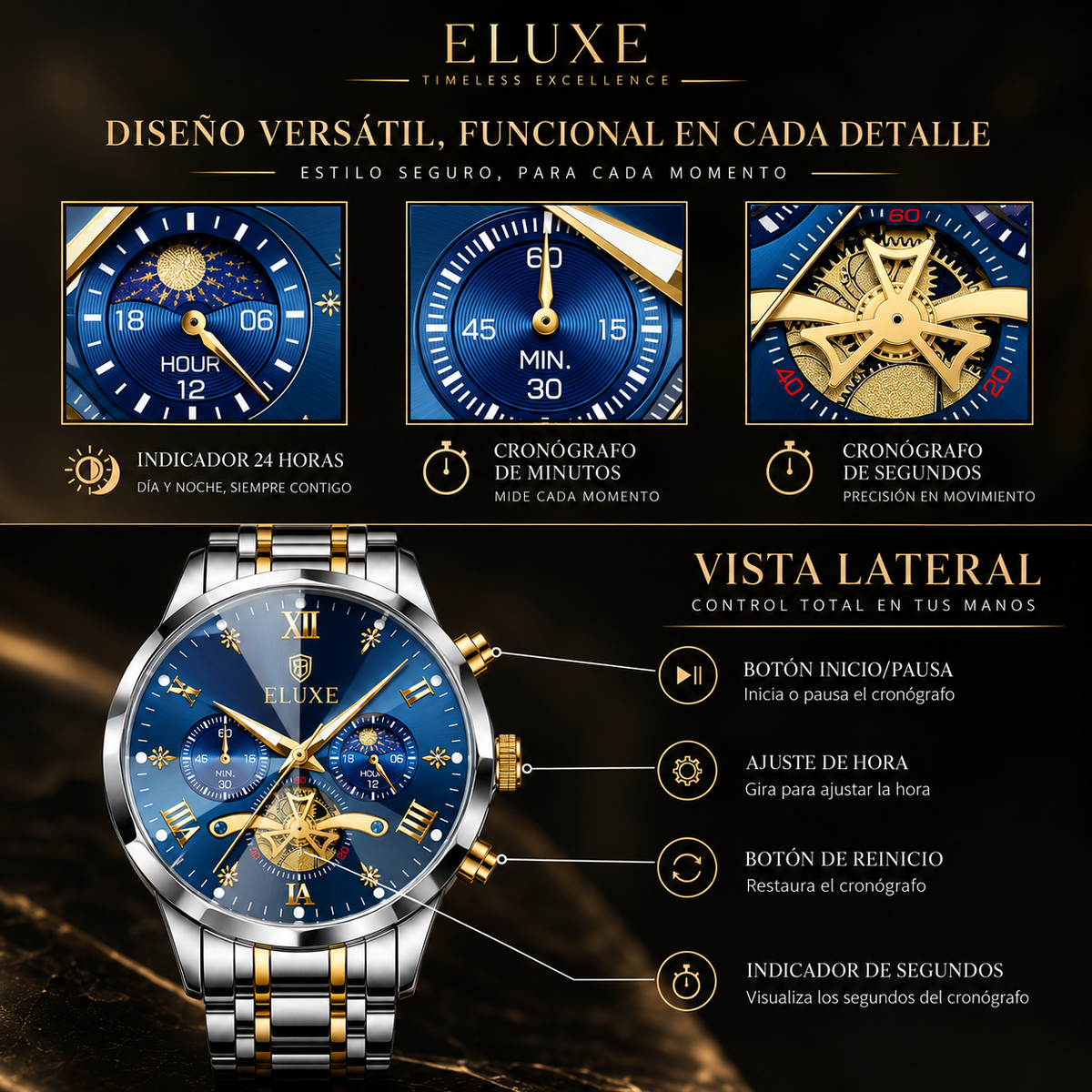 Cronógrafo 938 — Reloj de Cuarzo para Hombre | POEDAGAR