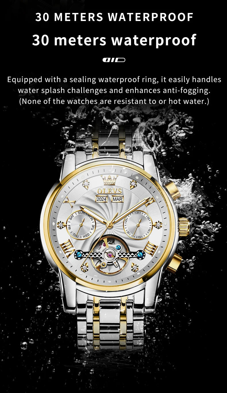 Reloj Mecánico Automático Tourbillon Esqueleto | OLEVS 7088