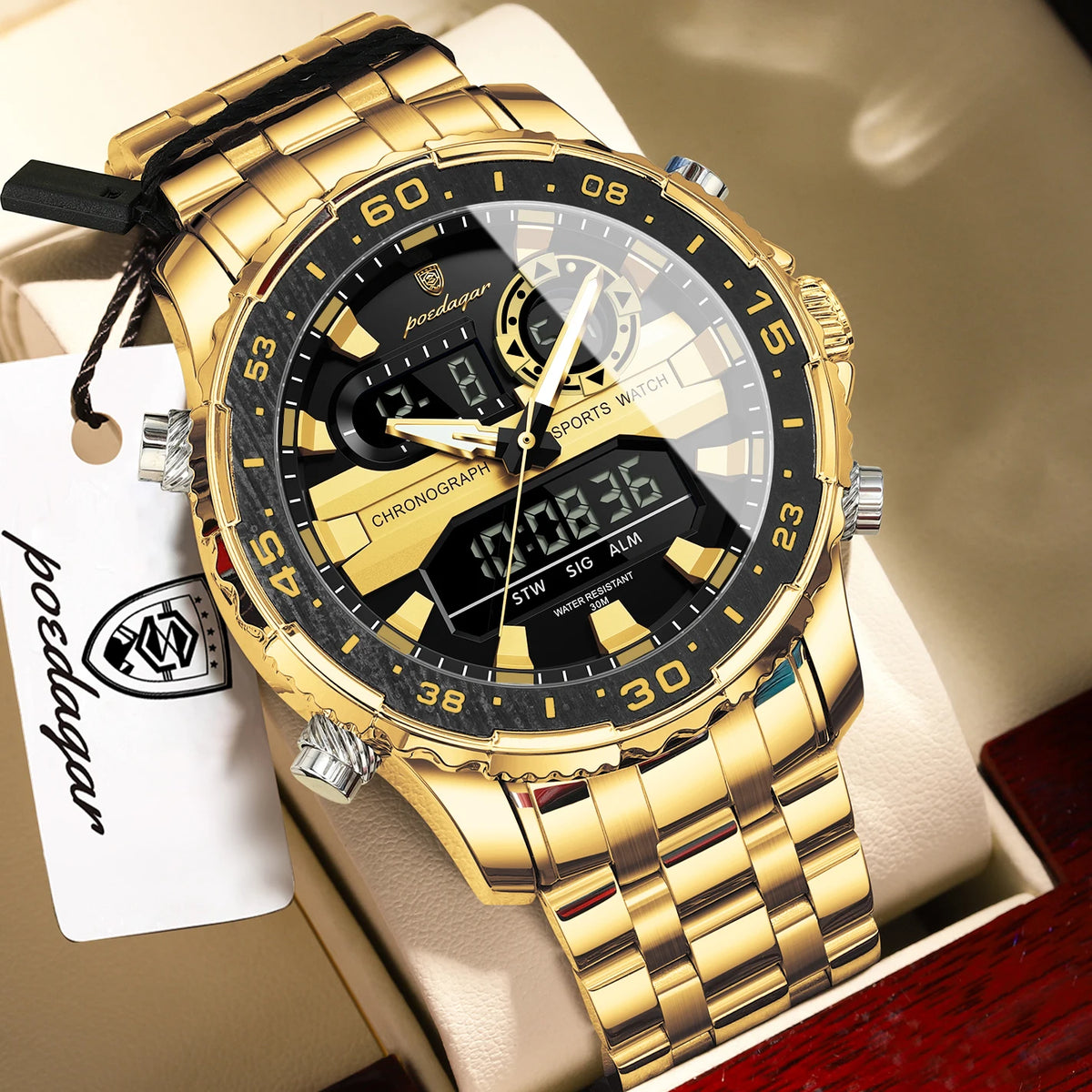 Analógico-Digital Dual Time — Reloj de Cuarzo para Hombre | POEDAGAR