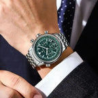 Cronógrafo de Acero con Fecha — Reloj de Cuarzo para Hombre | POEDAGAR 960-GN
