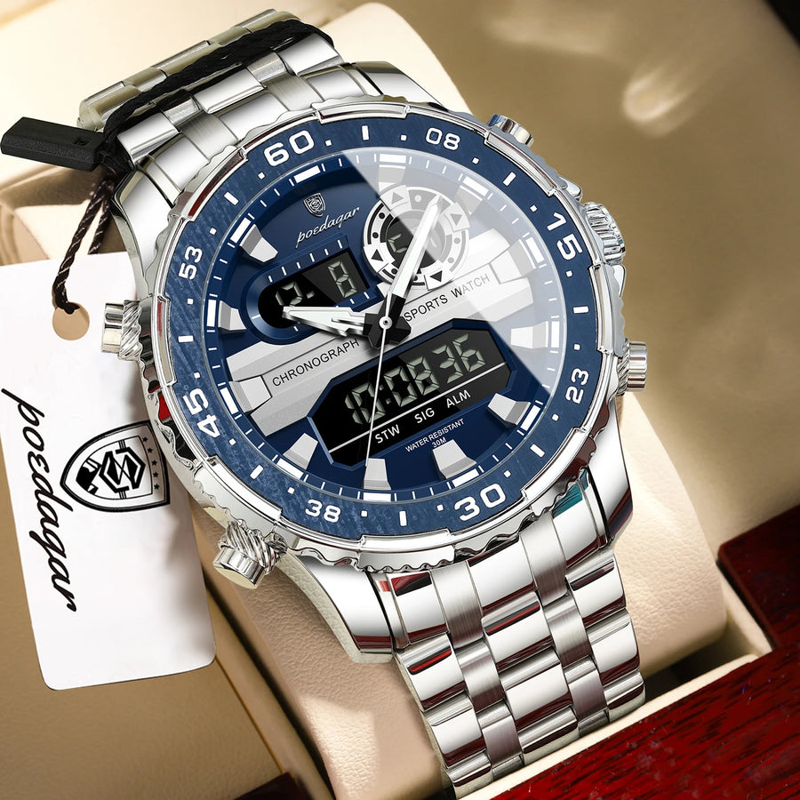 Analógico-Digital Dual Time — Reloj de Cuarzo para Hombre | POEDAGAR