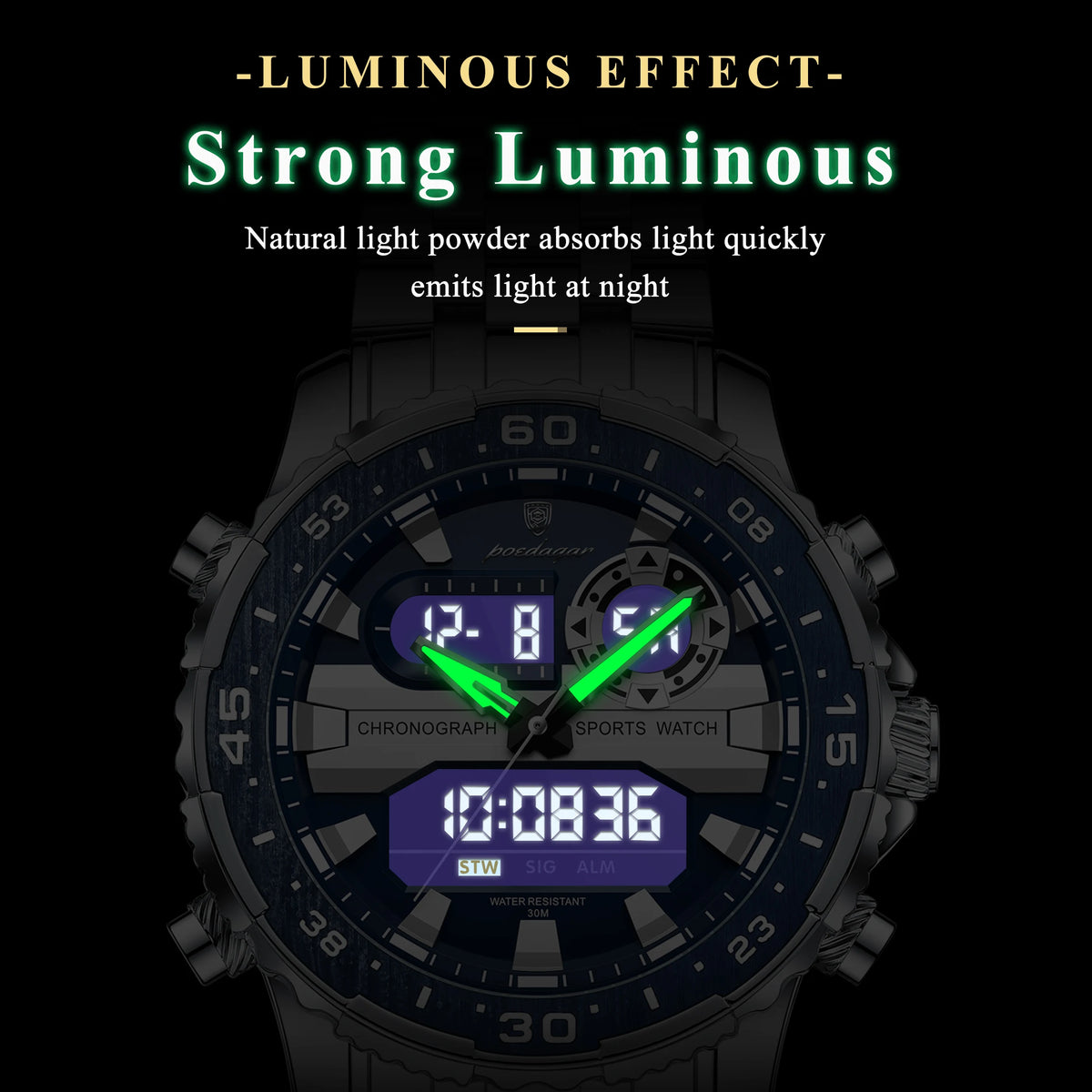 Analógico-Digital Dual Time — Reloj de Cuarzo para Hombre | POEDAGAR