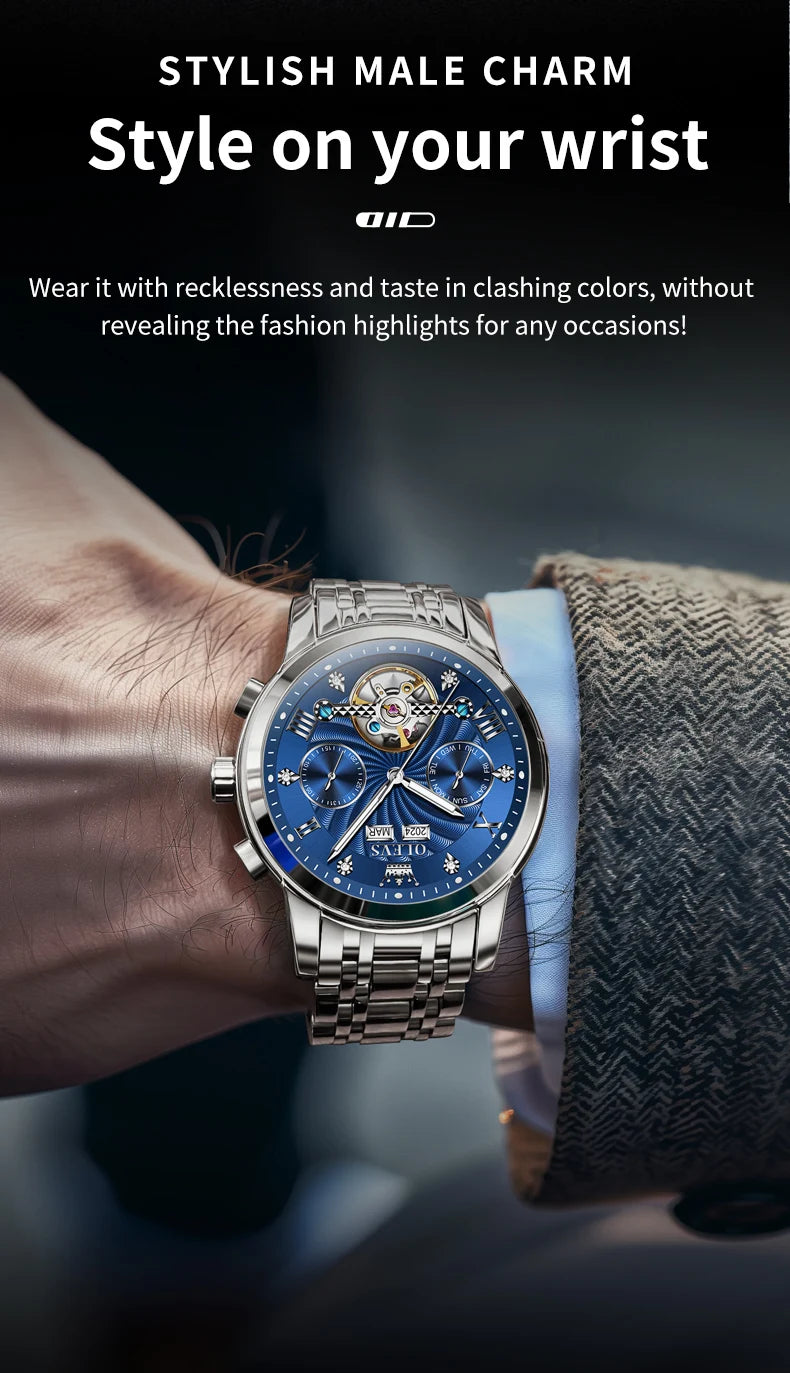 Reloj Mecánico Automático Tourbillon Esqueleto | OLEVS 7088
