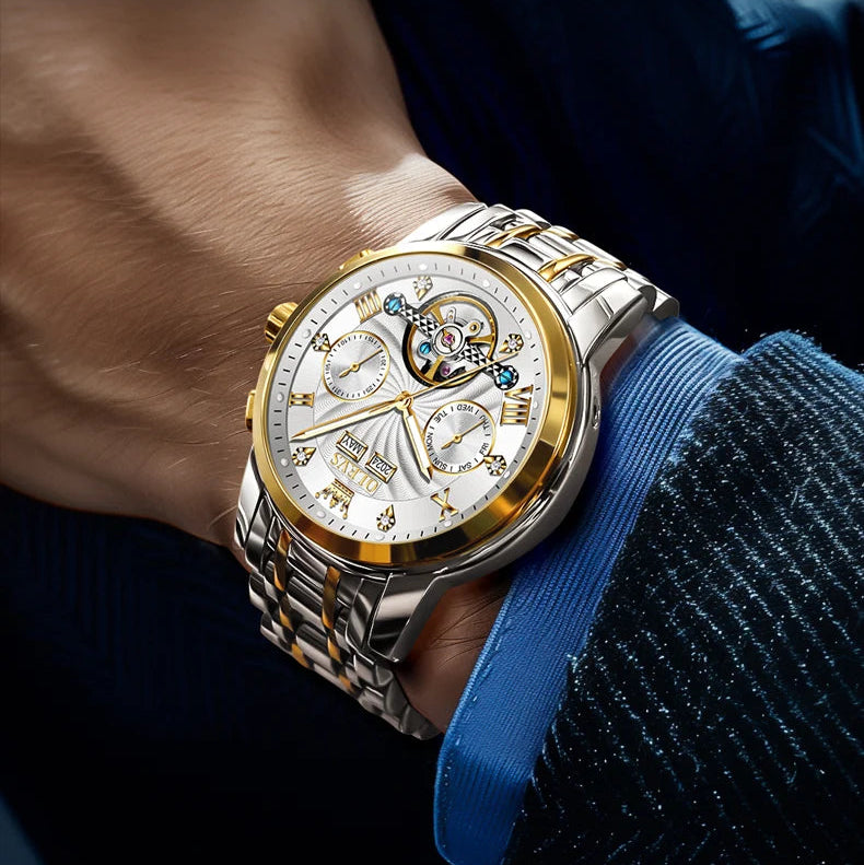 Reloj Mecánico Automático Tourbillon Esqueleto | OLEVS 7088