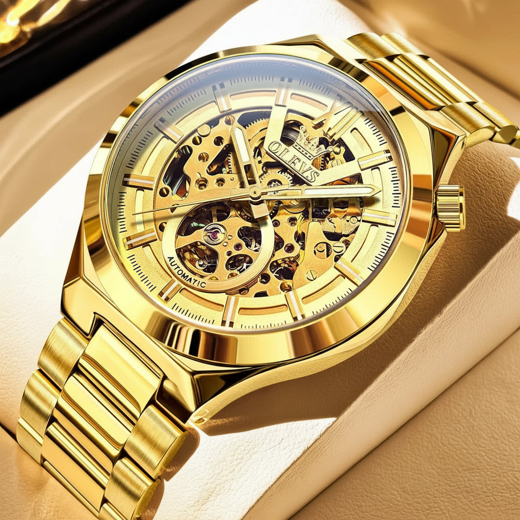 Reloj Mecánico de Cuerda Manual Esqueleto | OLEVS 6722