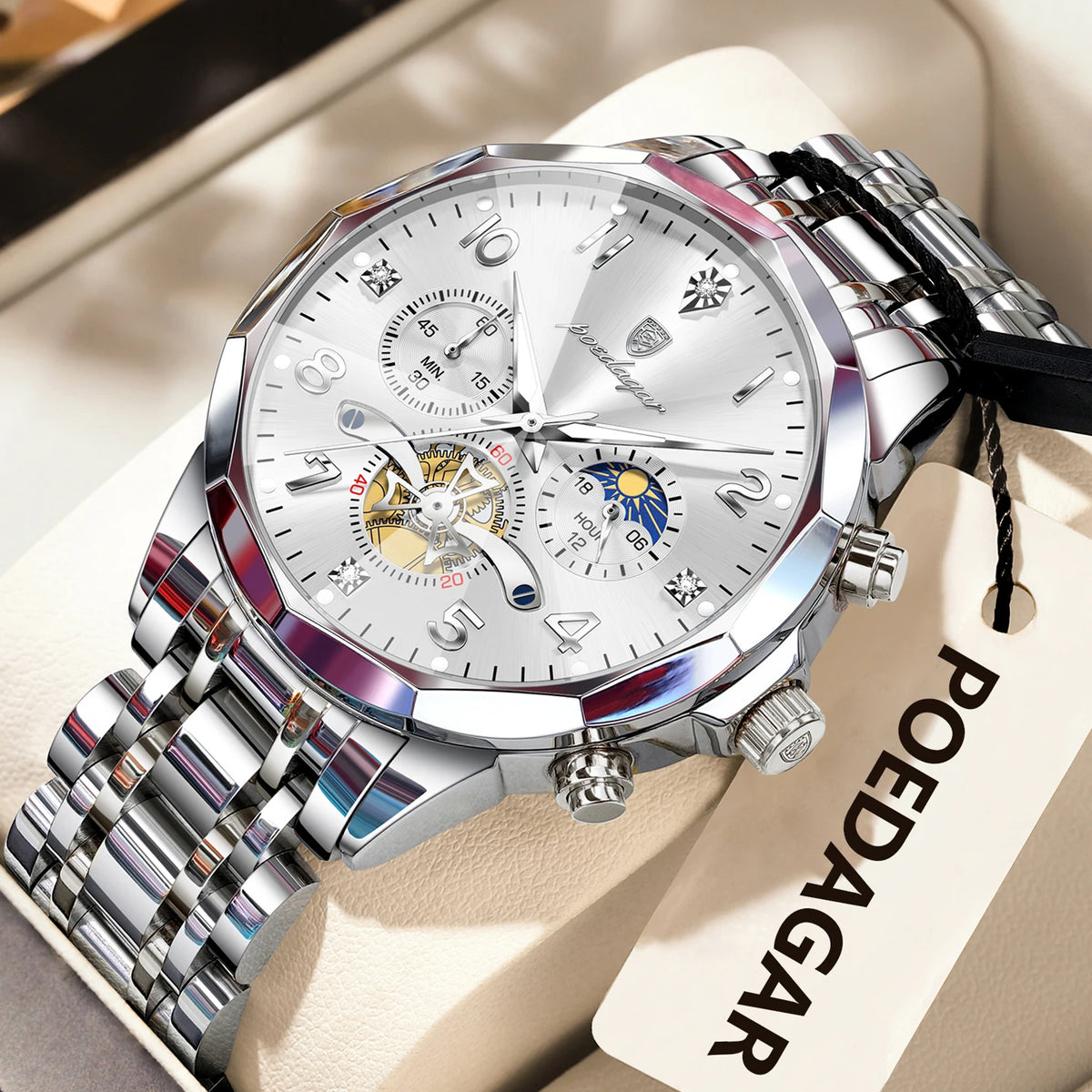Cronógrafo de Acero — Reloj de Cuarzo para Hombre | POEDAGAR