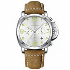 Cronógrafo Militar con Correa de Cuero — Reloj de Cuarzo para Hombre | POEDAGAR