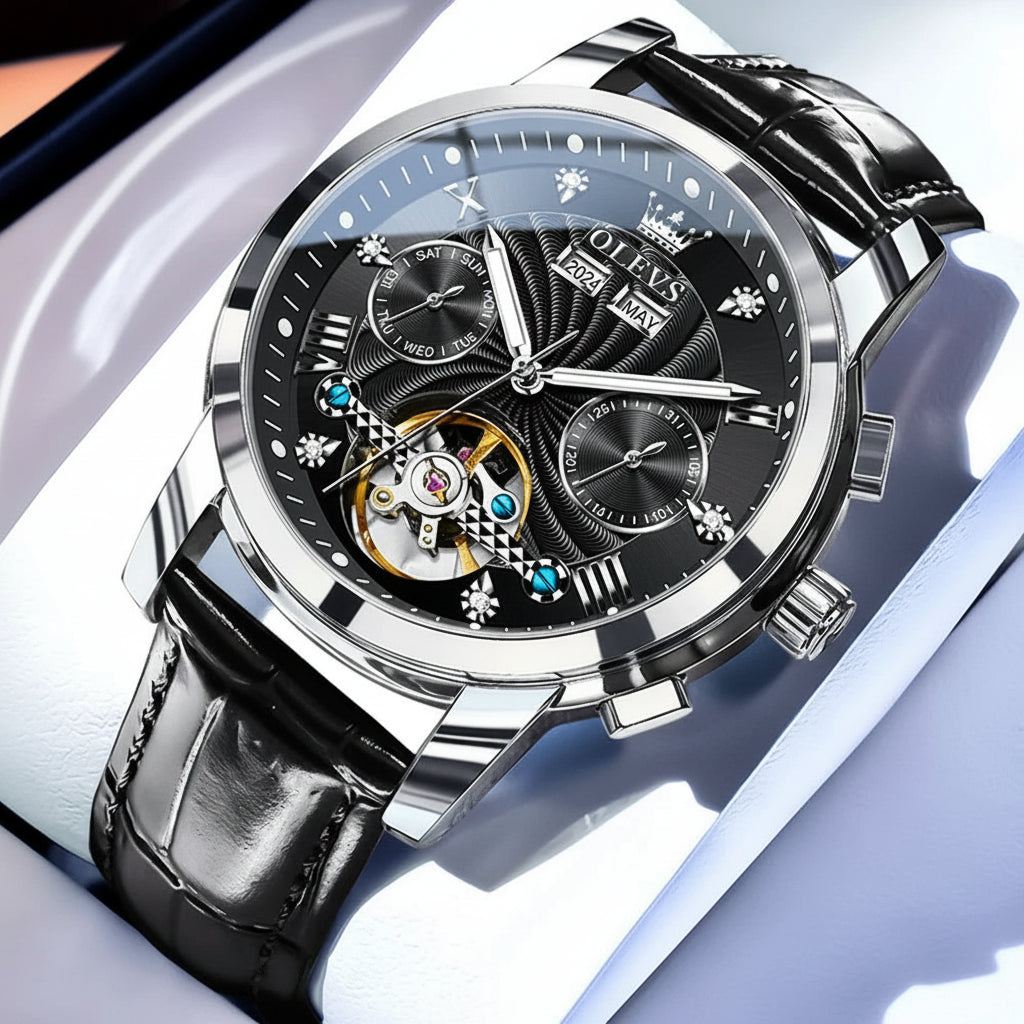 Reloj Mecánico Automático Tourbillon Esqueleto | OLEVS 7088