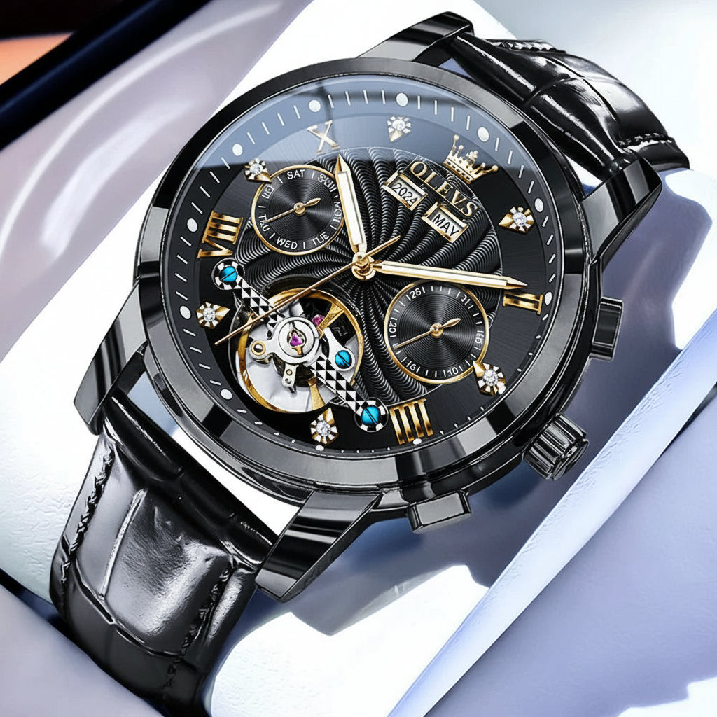 Reloj Mecánico Automático Tourbillon Esqueleto | OLEVS 7088