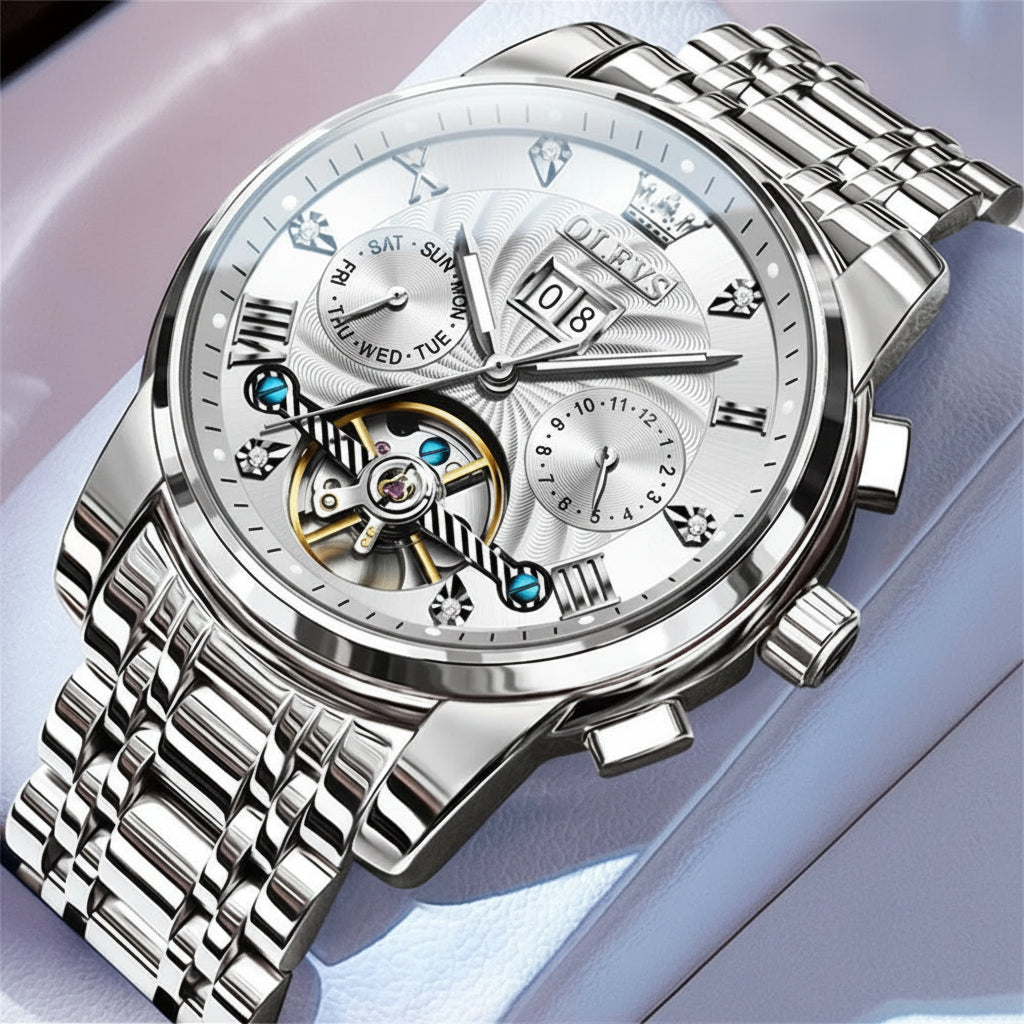 Reloj Mecánico Automático de Acero para Hombre | OLEVS 9910