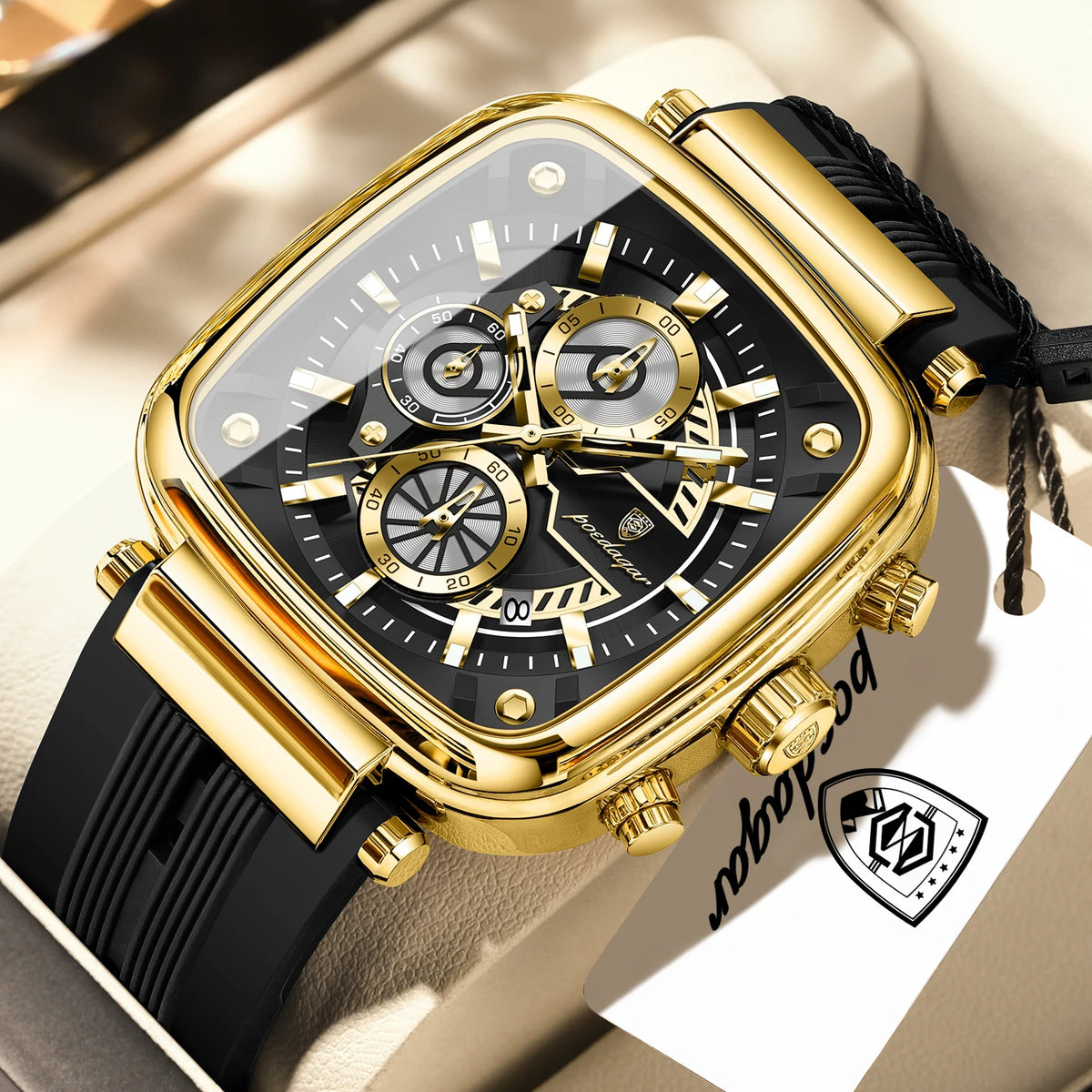 Cronógrafo Deportivo Cuadrado — Reloj de Cuarzo para Hombre | POEDAGAR