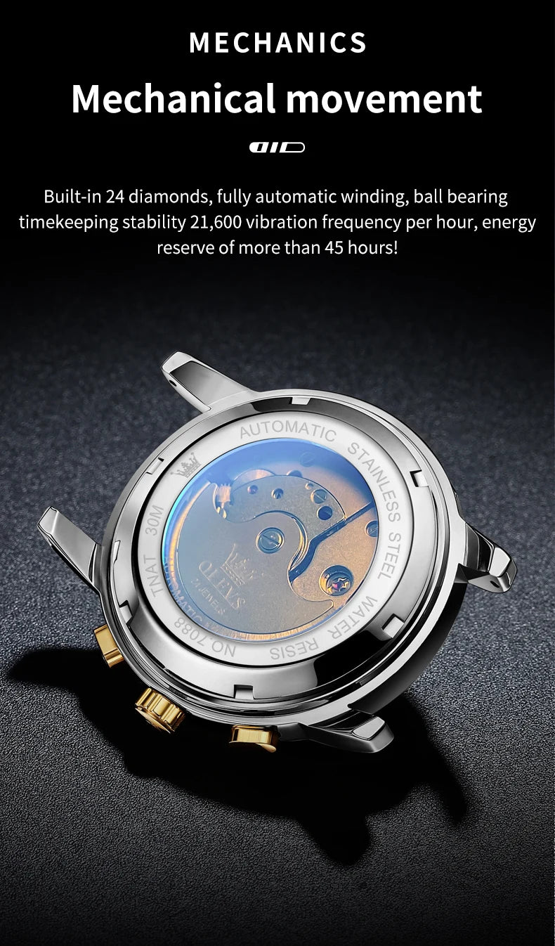 Reloj Mecánico Automático Tourbillon Esqueleto | OLEVS 7088