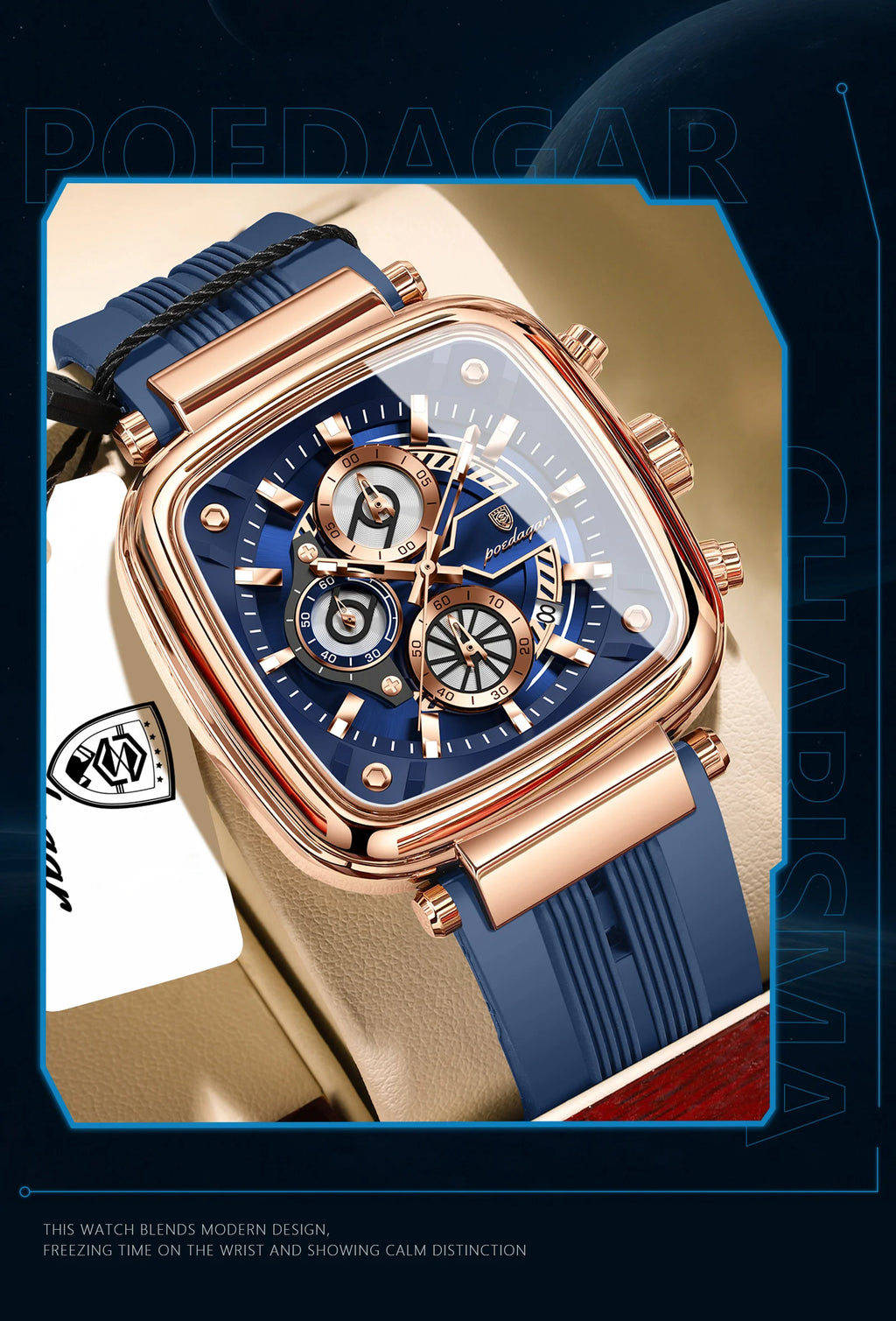 Cronógrafo Deportivo Cuadrado — Reloj de Cuarzo para Hombre | POEDAGAR