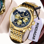Cronógrafo de Acero con Fecha — Reloj de Cuarzo para Hombre | POEDAGAR 960-GN