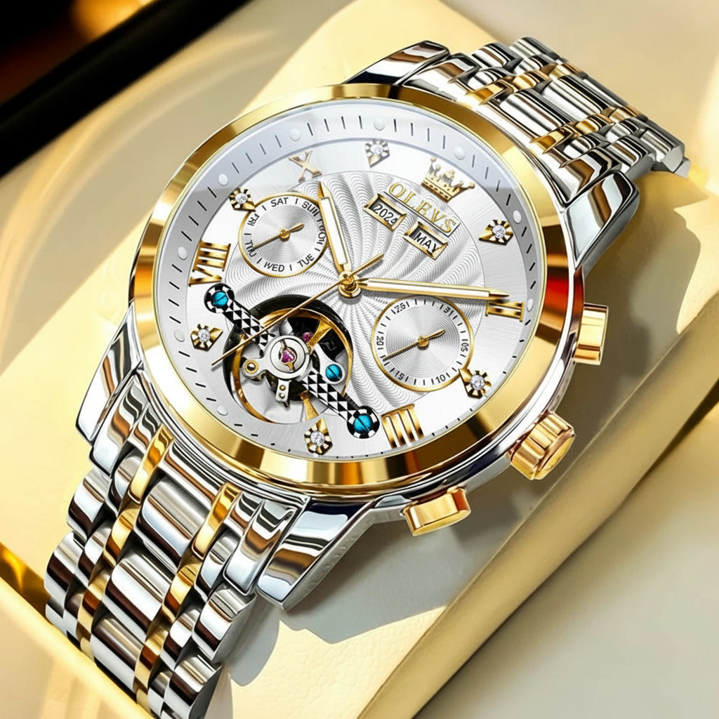 Reloj Mecánico Automático Tourbillon Esqueleto | OLEVS 7088