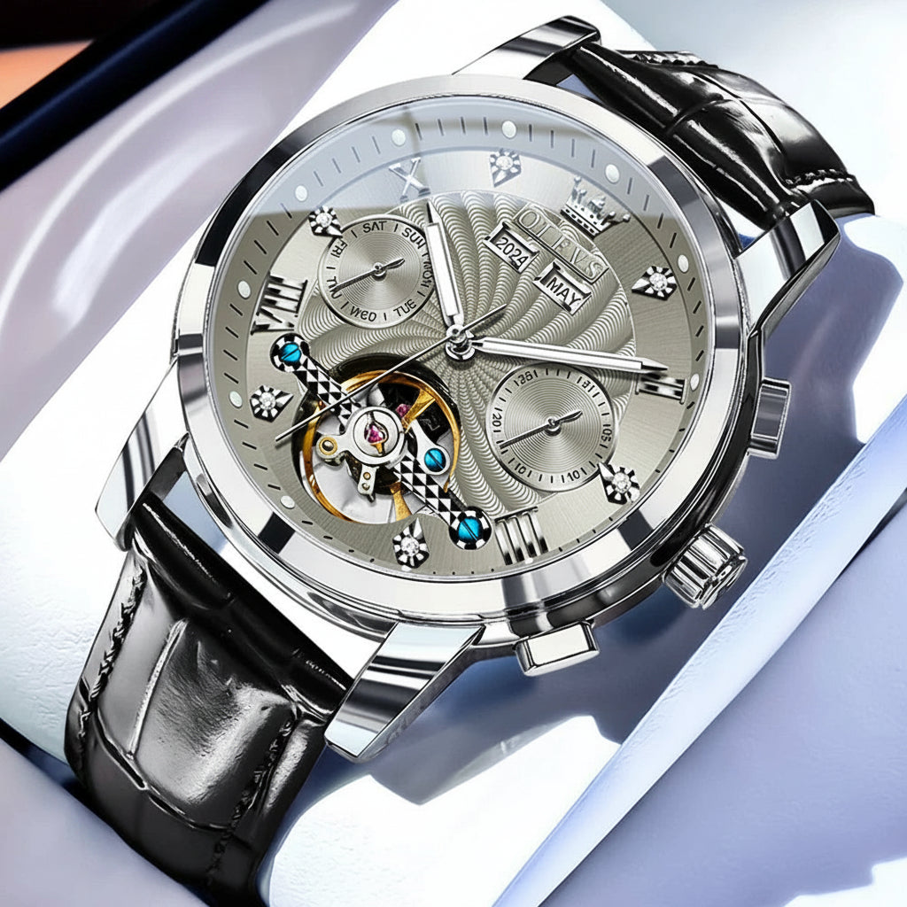 Reloj Mecánico Automático Tourbillon Esqueleto | OLEVS 7088