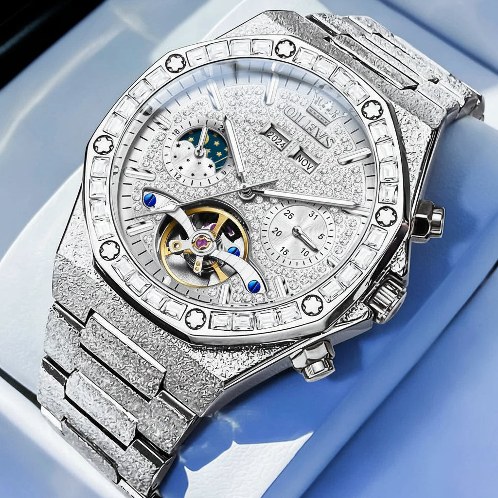 Reloj Mecánico Automático con Tourbillon y Fase Lunar | OLEVS 9805