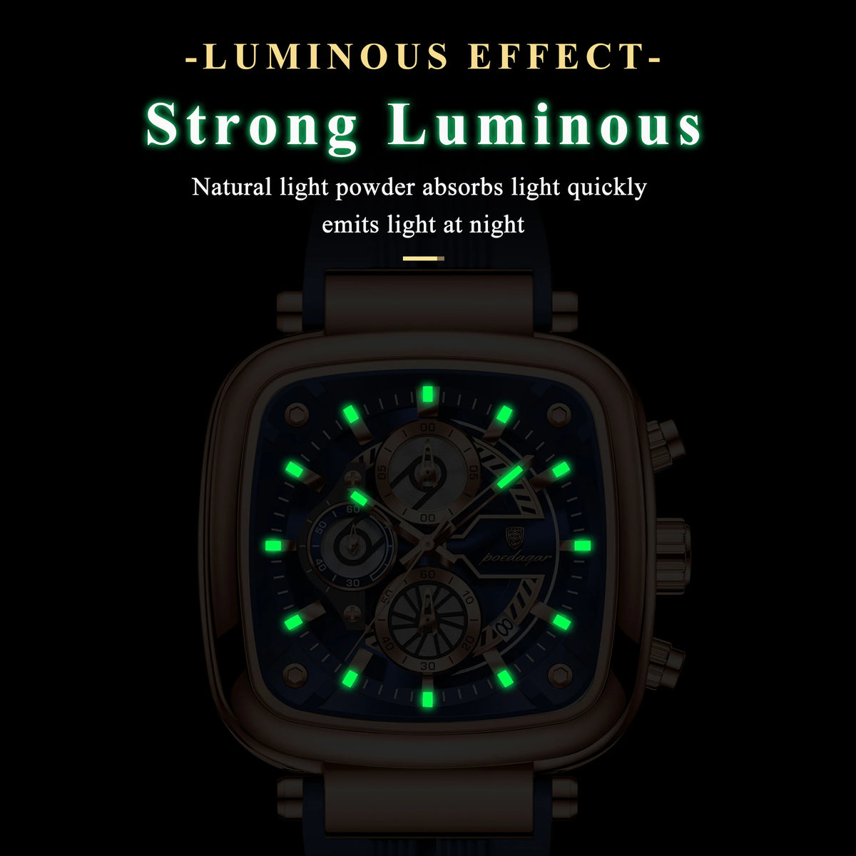 Cronógrafo Deportivo Cuadrado — Reloj de Cuarzo para Hombre | POEDAGAR