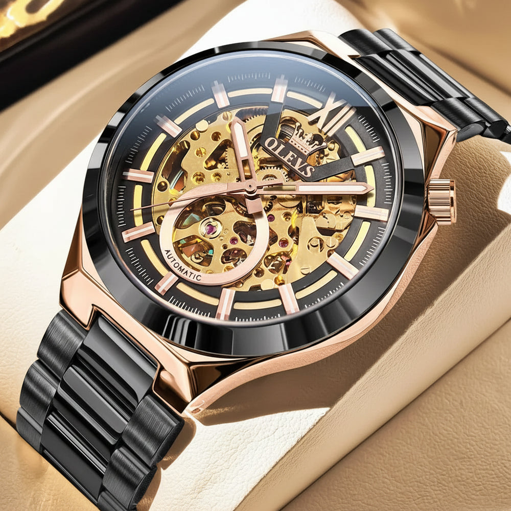 Reloj Mecánico de Cuerda Manual Esqueleto | OLEVS 6722