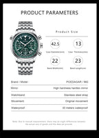 Cronógrafo de Acero con Fecha — Reloj de Cuarzo para Hombre | POEDAGAR 960-GN