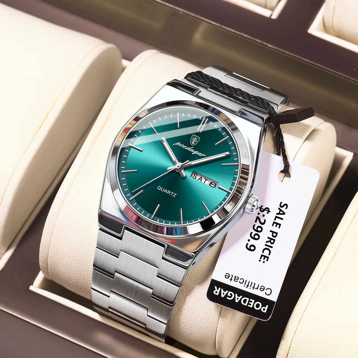 Calendario Semanal de Acero — Reloj de Cuarzo para Hombre | POEDAGAR 930-GN1