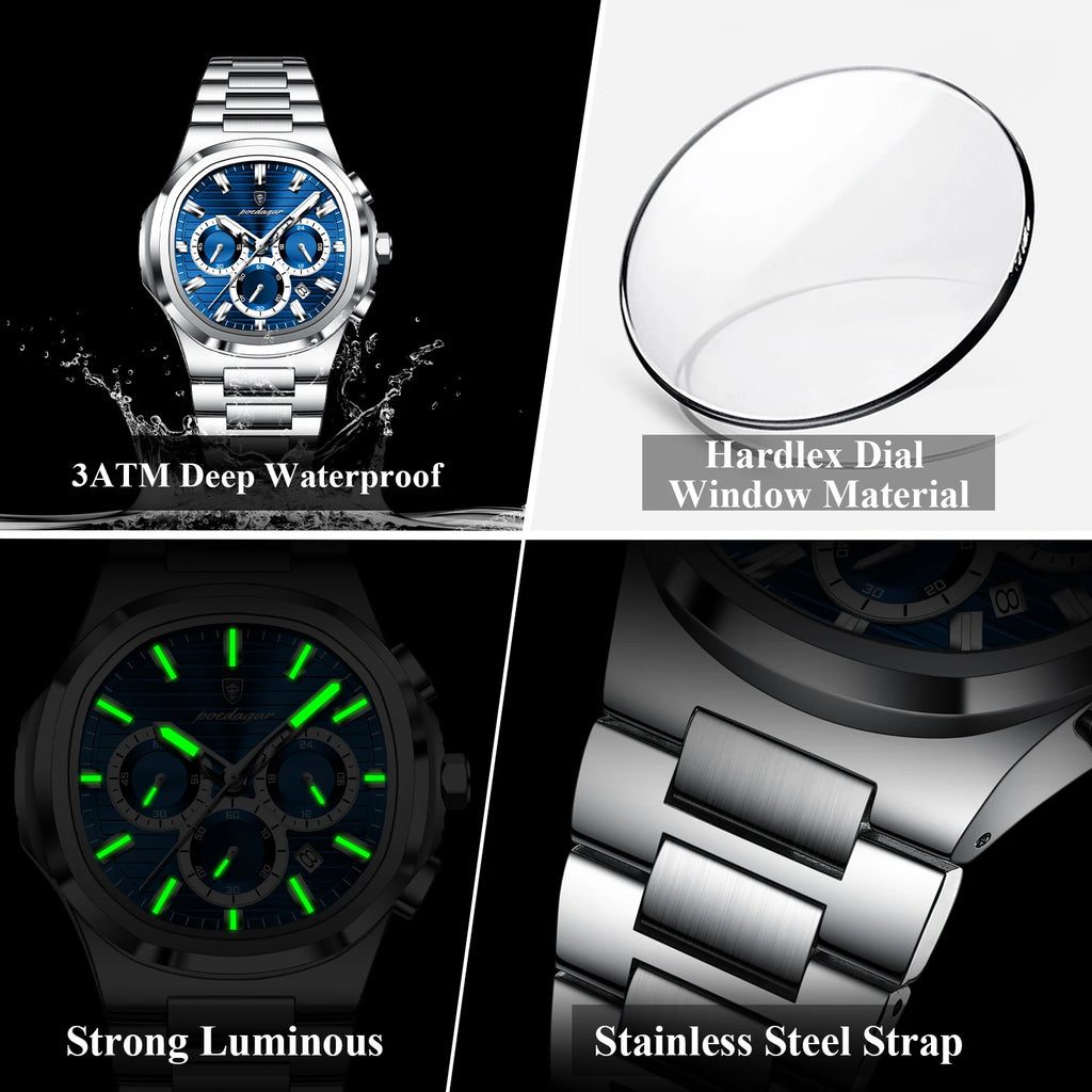 Cronógrafo Business con Fecha — Reloj de Cuarzo para Hombre | POEDAGAR