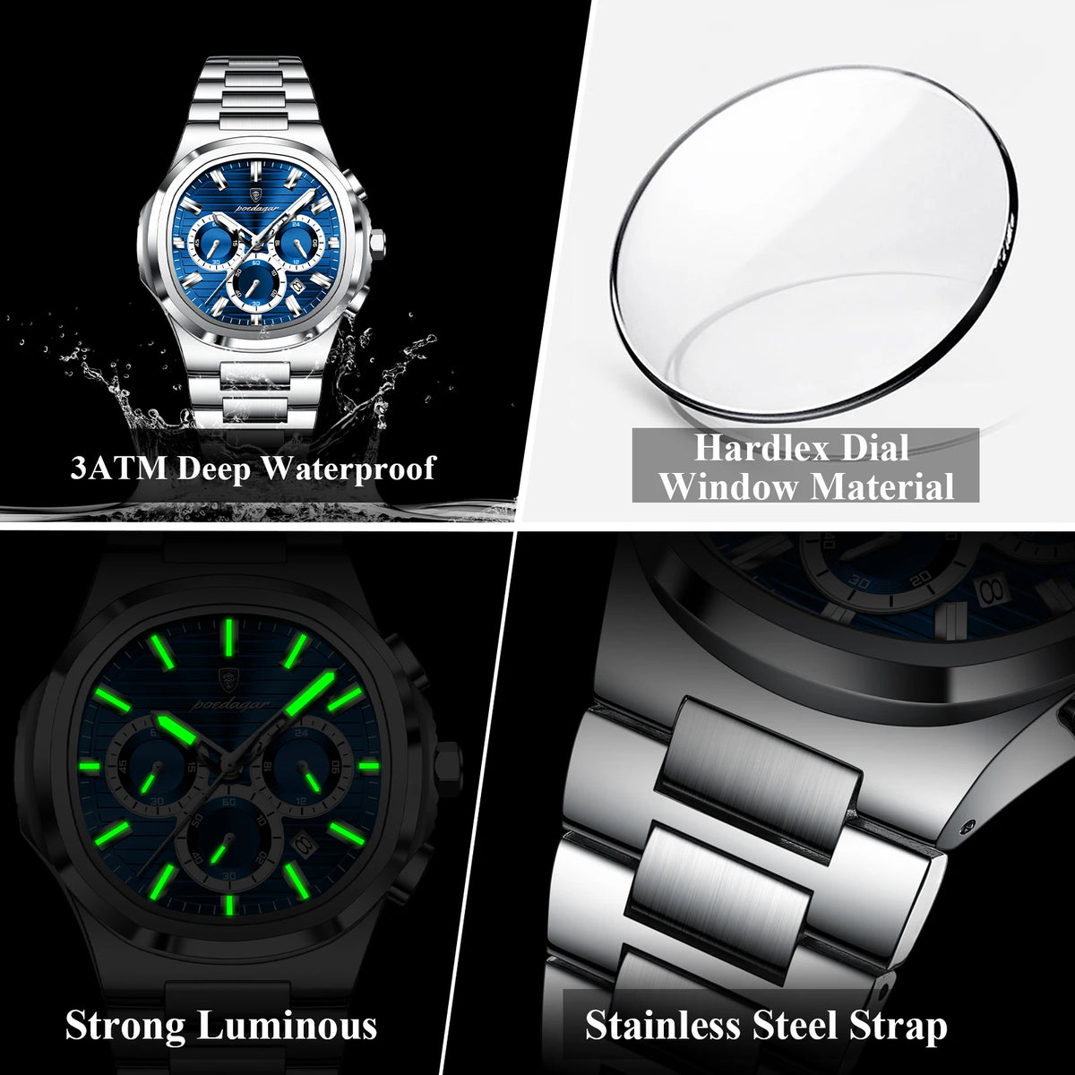 Cronógrafo Business con Fecha — Reloj de Cuarzo para Hombre | POEDAGAR