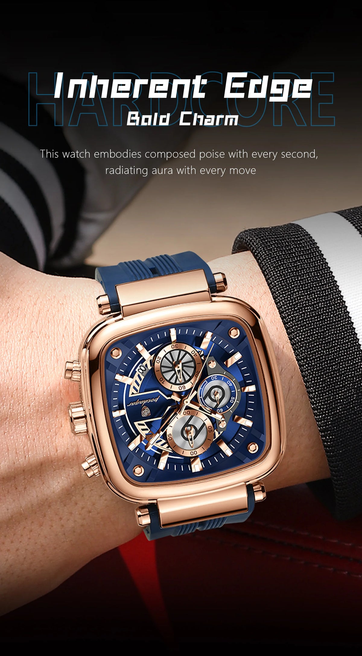 Cronógrafo Deportivo Cuadrado — Reloj de Cuarzo para Hombre | POEDAGAR
