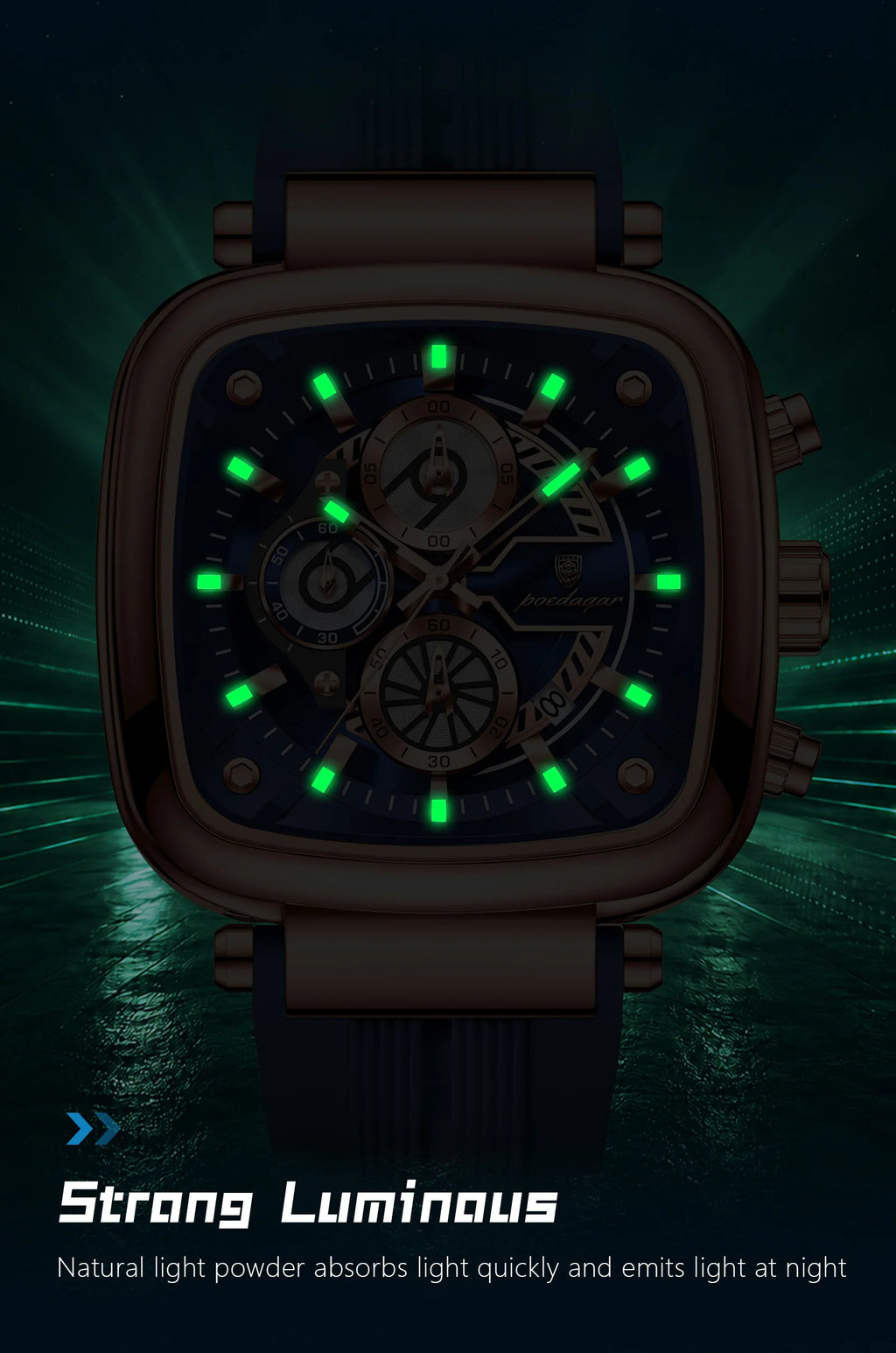 Cronógrafo Deportivo Cuadrado — Reloj de Cuarzo para Hombre | POEDAGAR