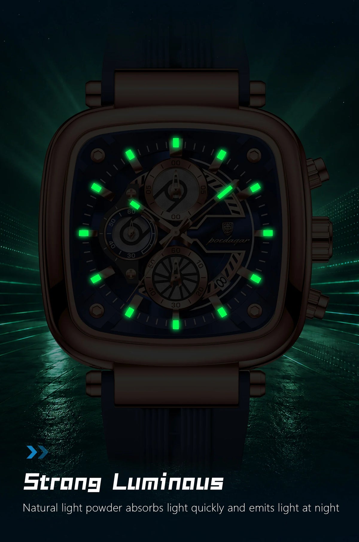 Cronógrafo Deportivo Cuadrado — Reloj de Cuarzo para Hombre | POEDAGAR