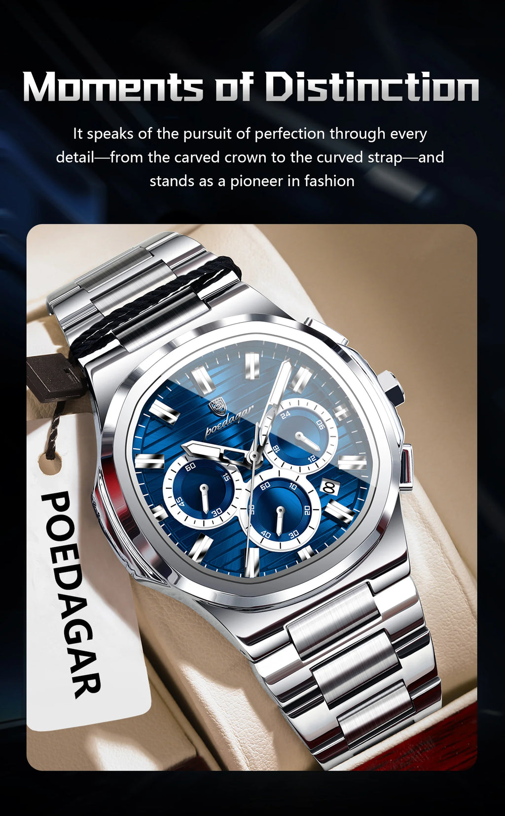 Cronógrafo Business con Fecha — Reloj de Cuarzo para Hombre | POEDAGAR