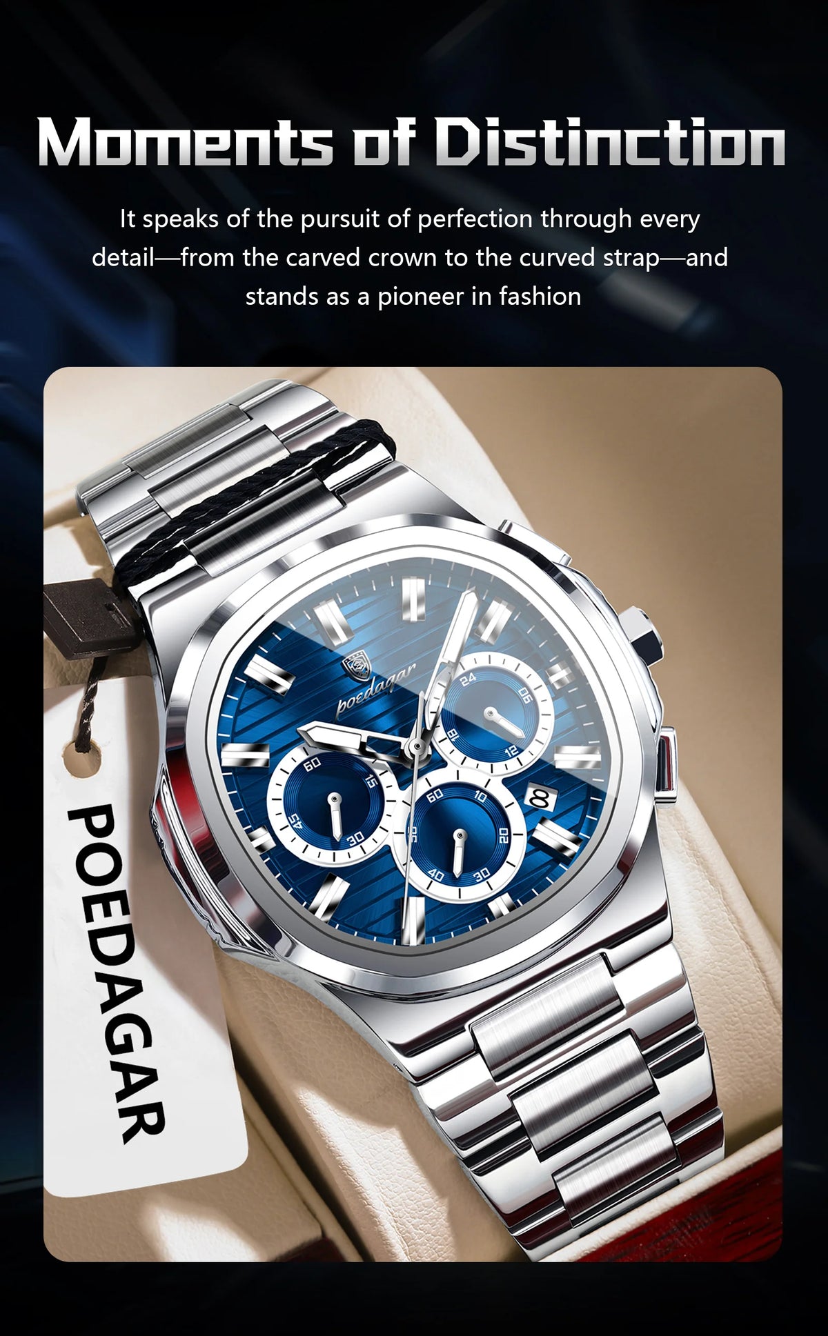 Cronógrafo Business con Fecha — Reloj de Cuarzo para Hombre | POEDAGAR