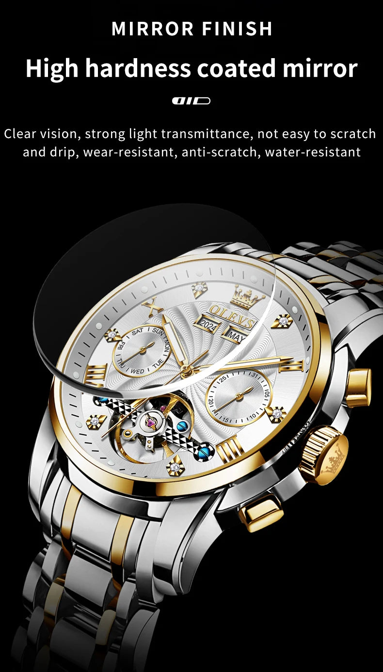 Reloj Mecánico Automático Tourbillon Esqueleto | OLEVS 7088