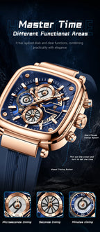 Cronógrafo Deportivo Cuadrado — Reloj de Cuarzo para Hombre | POEDAGAR