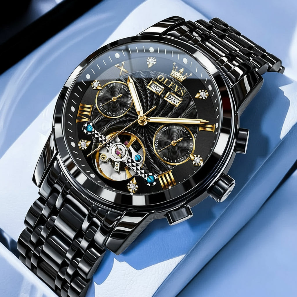 Reloj Mecánico Automático Tourbillon Esqueleto | OLEVS 7088