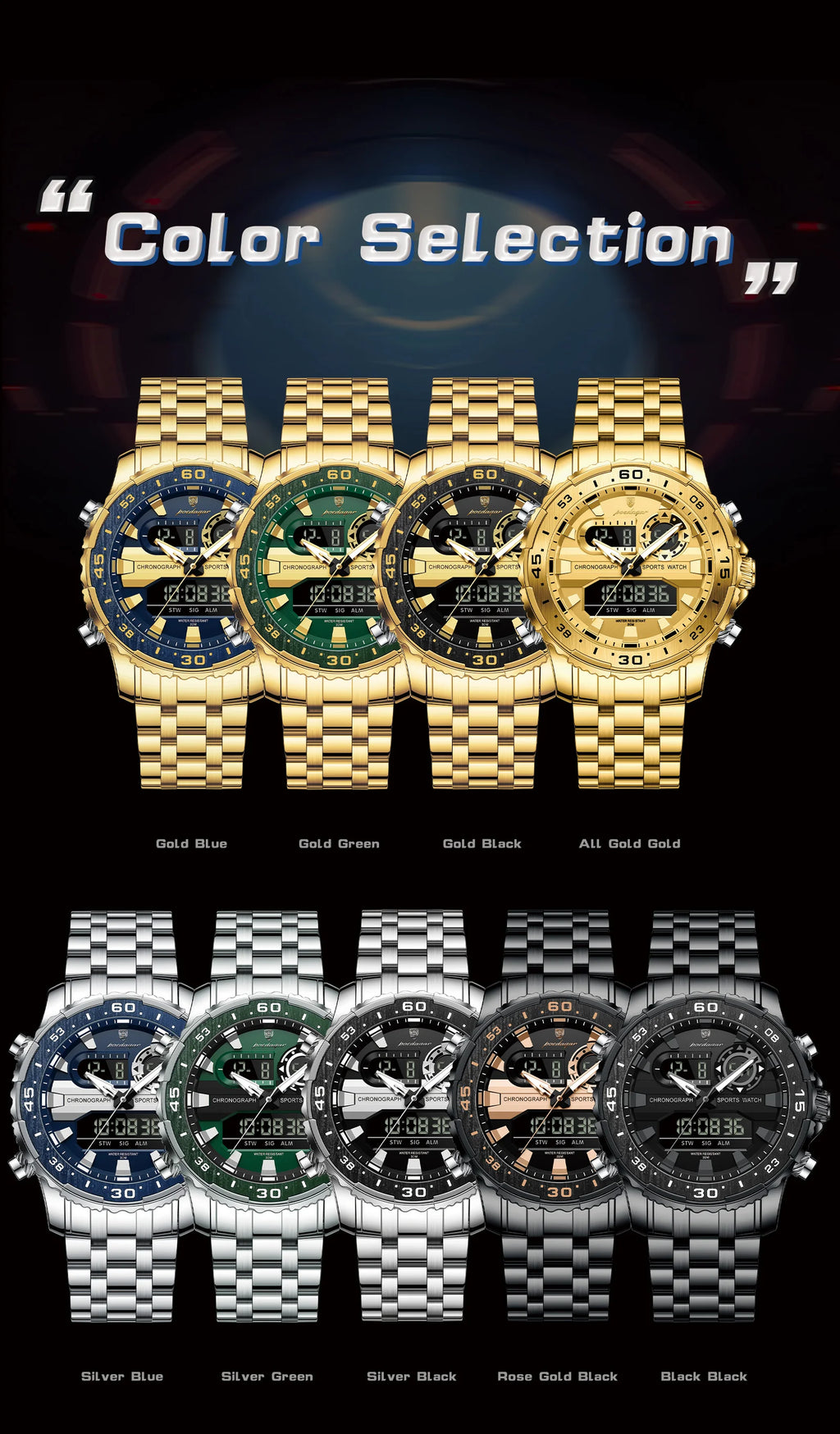 Analógico-Digital Dual Time — Reloj de Cuarzo para Hombre | POEDAGAR