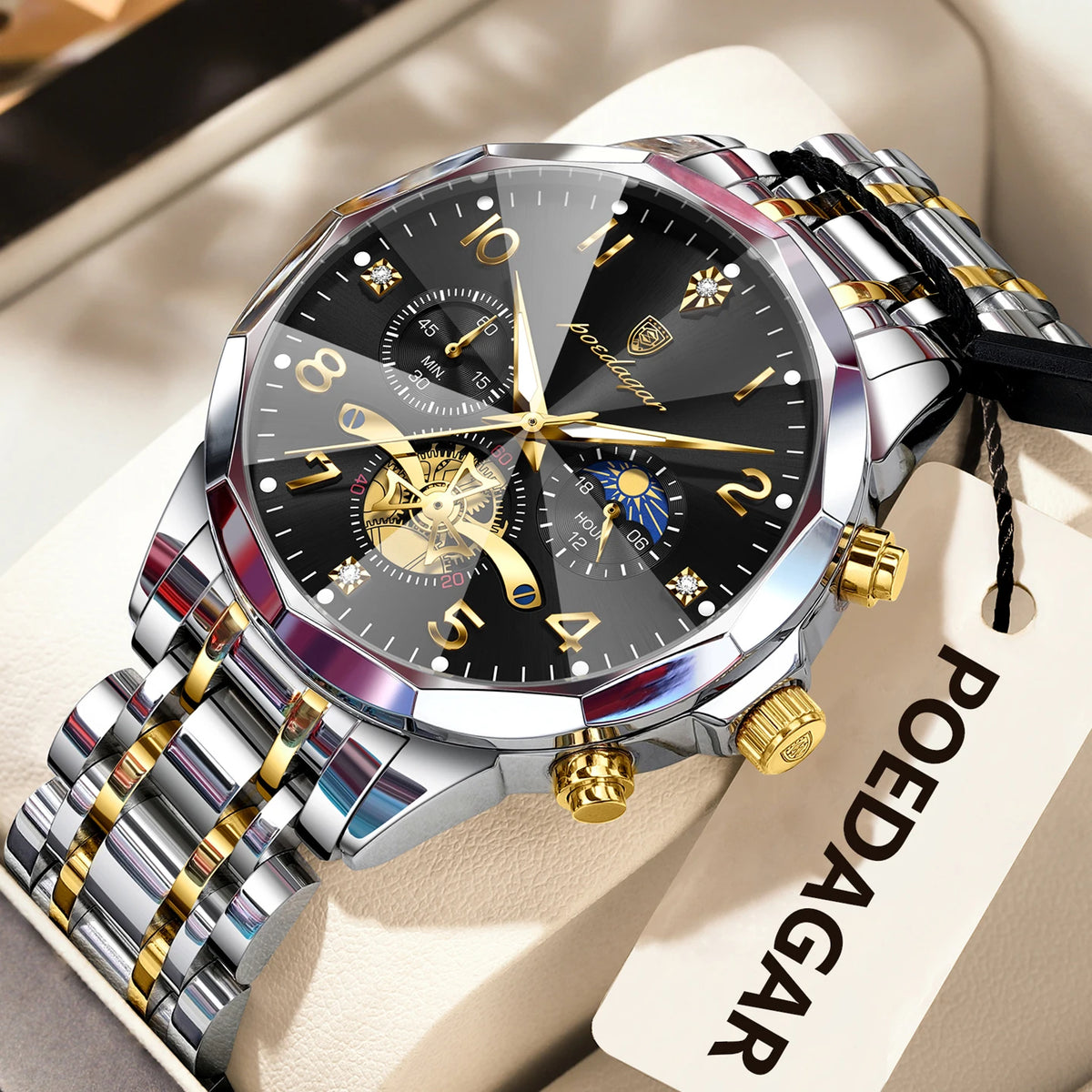 Cronógrafo de Acero — Reloj de Cuarzo para Hombre | POEDAGAR