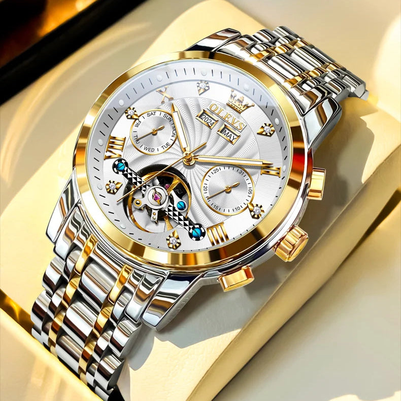 Reloj Mecánico Automático Tourbillon Esqueleto | OLEVS 7088