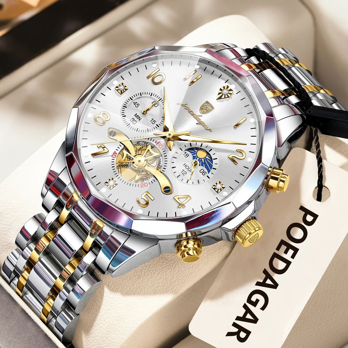 Cronógrafo de Acero — Reloj de Cuarzo para Hombre | POEDAGAR