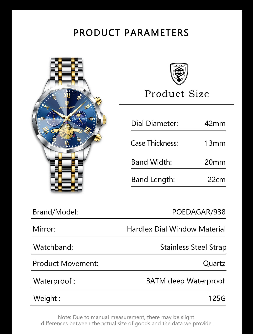 Cronógrafo 938 — Reloj de Cuarzo para Hombre | POEDAGAR