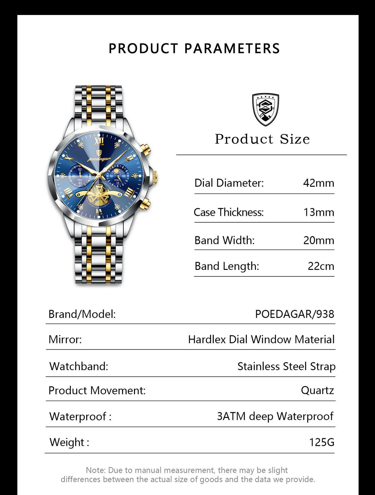 Cronógrafo 938 — Reloj de Cuarzo para Hombre | POEDAGAR