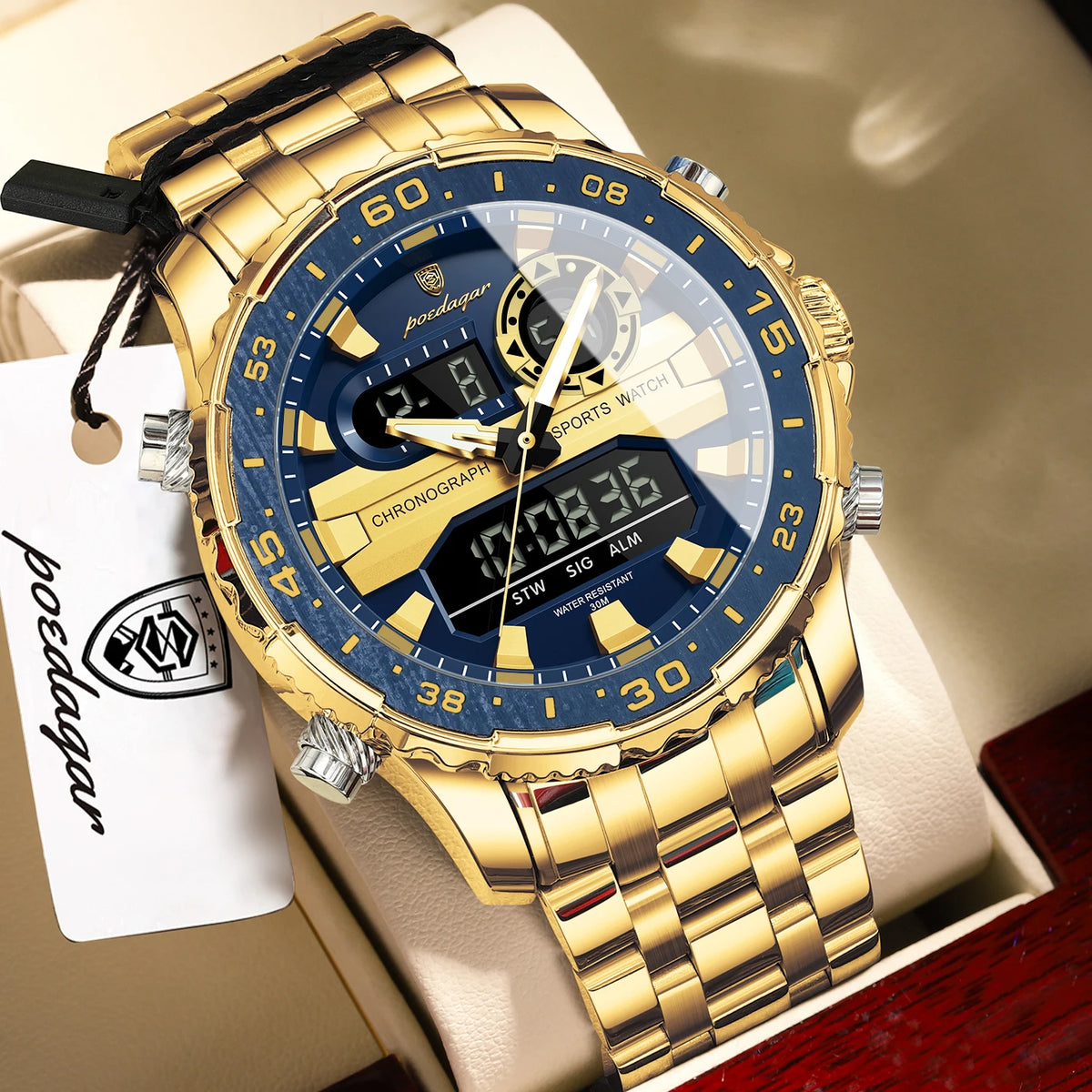 Analógico-Digital Dual Time — Reloj de Cuarzo para Hombre | POEDAGAR