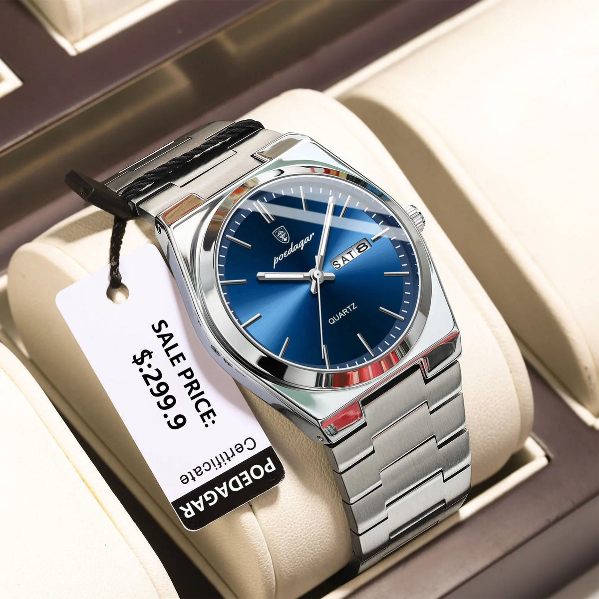 Calendario Semanal de Acero — Reloj de Cuarzo para Hombre | POEDAGAR 930-GN1