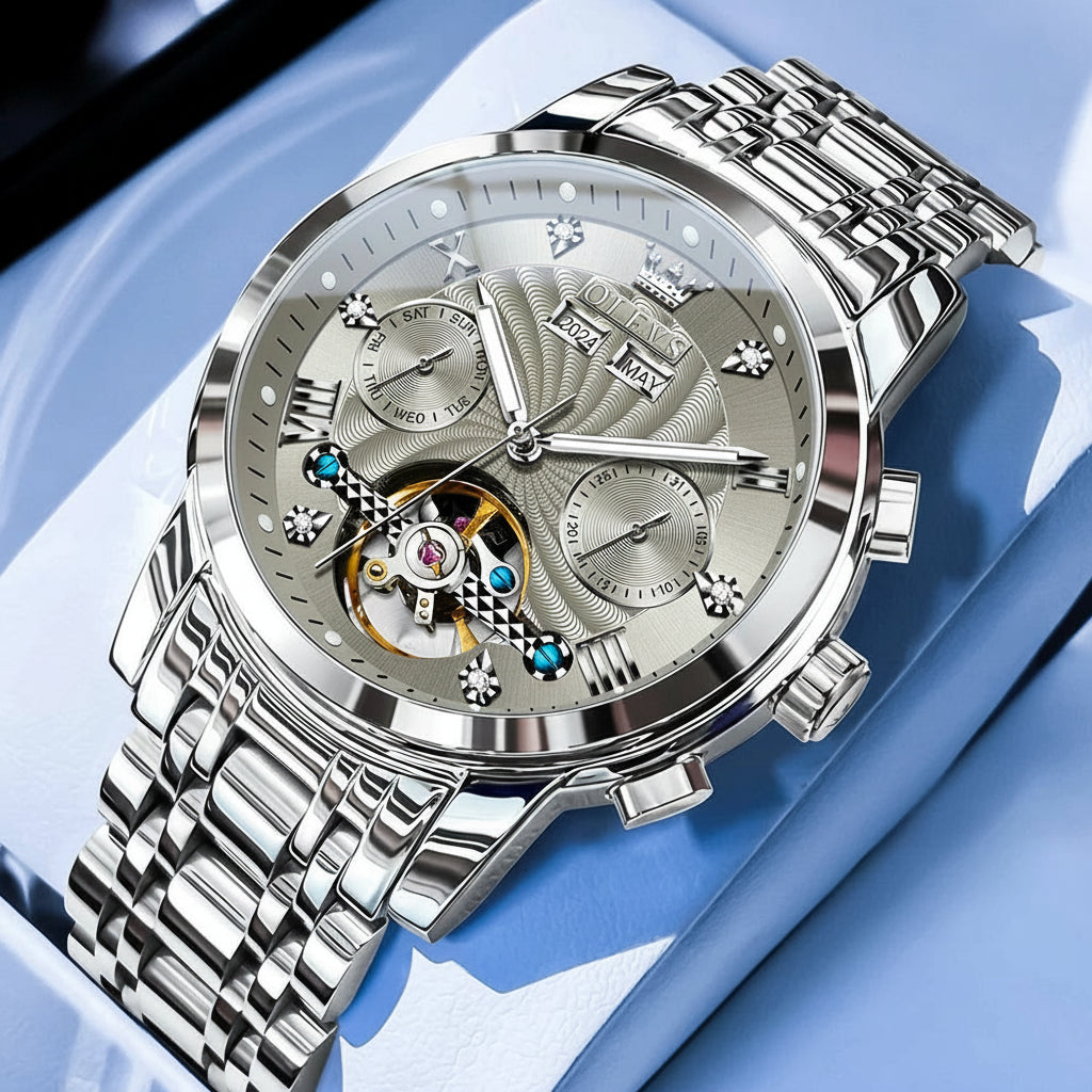Reloj Mecánico Automático Tourbillon Esqueleto | OLEVS 7088