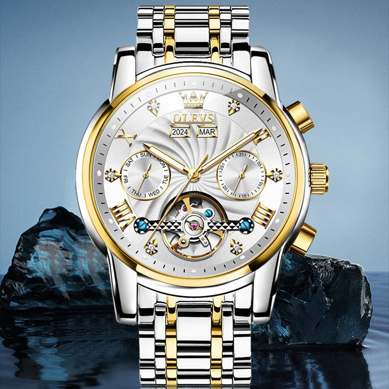 Reloj Mecánico Automático Tourbillon Esqueleto | OLEVS 7088
