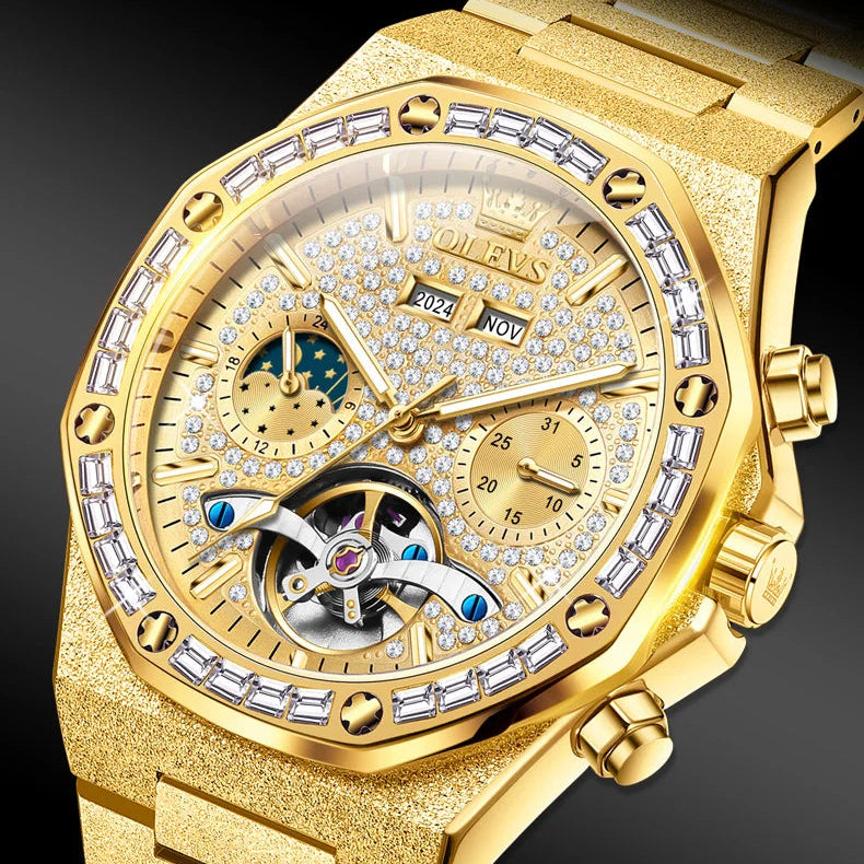 Reloj Mecánico Automático con Tourbillon y Fase Lunar | OLEVS 9805