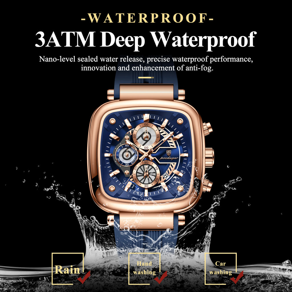 Cronógrafo Deportivo Cuadrado — Reloj de Cuarzo para Hombre | POEDAGAR