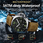 Cronógrafo Militar con Correa de Cuero — Reloj de Cuarzo para Hombre | POEDAGAR