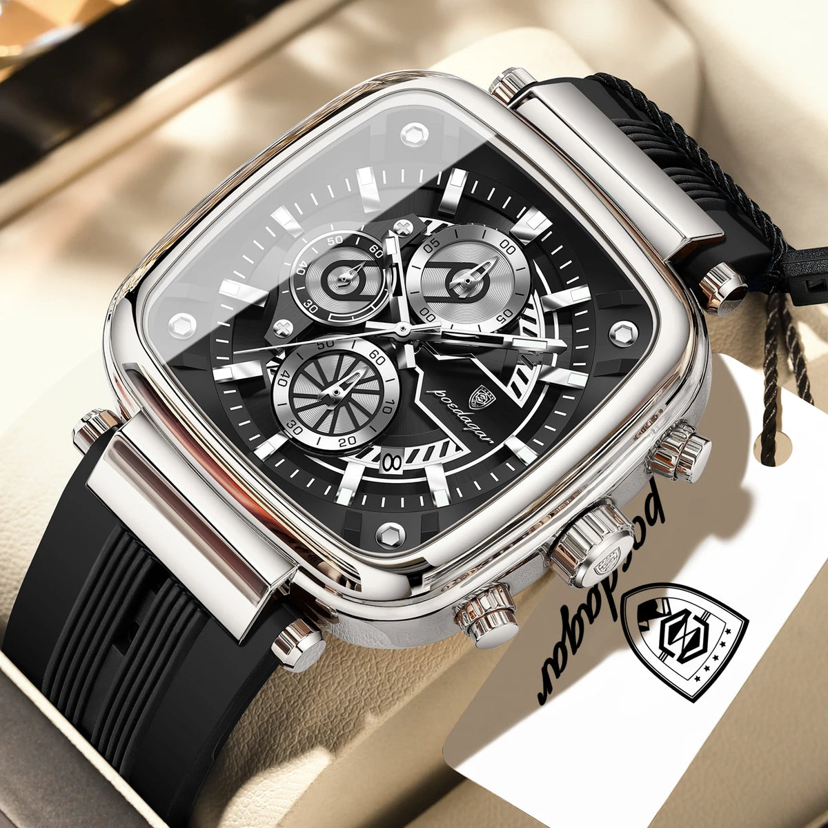 Cronógrafo Deportivo Cuadrado — Reloj de Cuarzo para Hombre | POEDAGAR