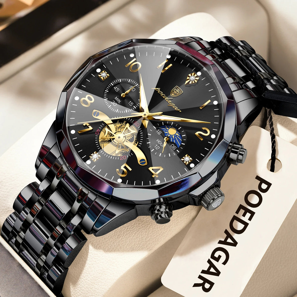 Cronógrafo de Acero — Reloj de Cuarzo para Hombre | POEDAGAR